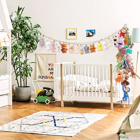 قطعتان من سلسلة ألعاب محشوة مع سلاسل ضوء النجوم، منظم تخزين ألعاب الحيوانات المحشوة المعلقة مع 40 مشبكًا معدنيًا و4 خطافات لتزيين تخزين الألعاب in Kuwait