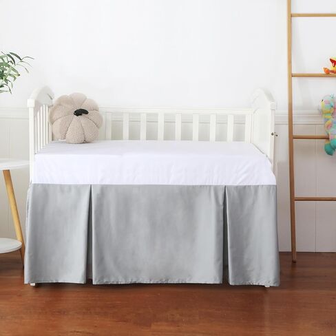 Crib Skirt Dust Ruffle, 100% Egyptian Cotton 400 Thread Count Soft Breathable Crib Bedding Skirt for Baby, Boys and Girls, 52"X28" with 14" Crib Bed Skirt Fading Resistant (Ivory Solid) in Saudi Arabia