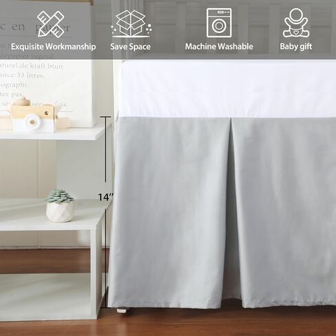 Crib Skirt Dust Ruffle, 100% Egyptian Cotton 400 Thread Count Soft Breathable Crib Bedding Skirt for Baby, Boys and Girls, 52"X28" with 14" Crib Bed Skirt Fading Resistant (Ivory Solid) in Saudi Arabia