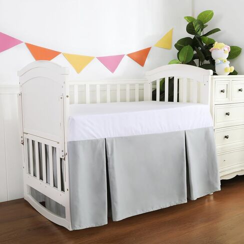 Crib Skirt Dust Ruffle, 100% Egyptian Cotton 400 Thread Count Soft Breathable Crib Bedding Skirt for Baby, Boys and Girls, 52"X28" with 14" Crib Bed Skirt Fading Resistant (Ivory Solid) in Saudi Arabia