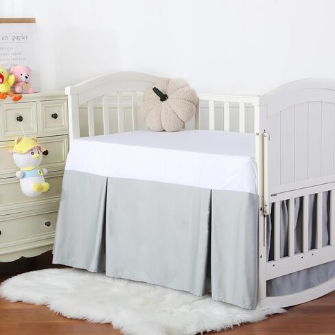 Crib Skirt Dust Ruffle, 100% Egyptian Cotton 400 Thread Count Soft Breathable Crib Bedding Skirt for Baby, Boys and Girls, 52"X28" with 14" Crib Bed Skirt Fading Resistant (Ivory Solid) in Saudi Arabia