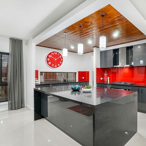 Black Wall Clock Large 16 Inch Silent Non-Ticking Quartz Battery Operated Easy to Read for Home Office Classroom Living Room Kitchen in Kuwait