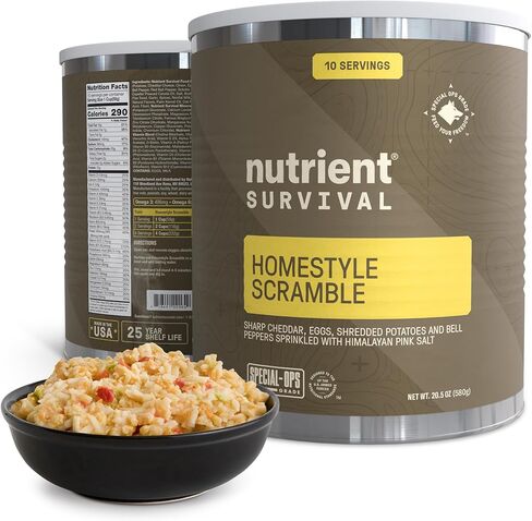 Nutrient Survival MRE Emergency Food Supply, 14-Day Survival Food (72 Servings) Bucket Disaster Kit, Freeze Dried Ready to Eat Meals in Resealable Packs, Shelf Stable up to 15 Years in Saudi Arabia