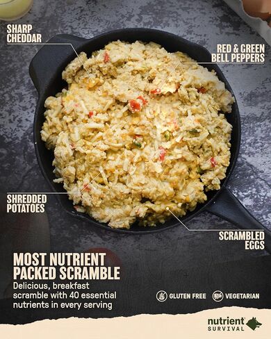Nutrient Survival MRE Emergency Food Supply, 14-Day Survival Food (72 Servings) Bucket Disaster Kit, Freeze Dried Ready to Eat Meals in Resealable Packs, Shelf Stable up to 15 Years in Saudi Arabia