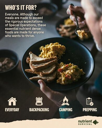 Nutrient Survival MRE Emergency Food Supply, 14-Day Survival Food (72 Servings) Bucket Disaster Kit, Freeze Dried Ready to Eat Meals in Resealable Packs, Shelf Stable up to 15 Years in Saudi Arabia