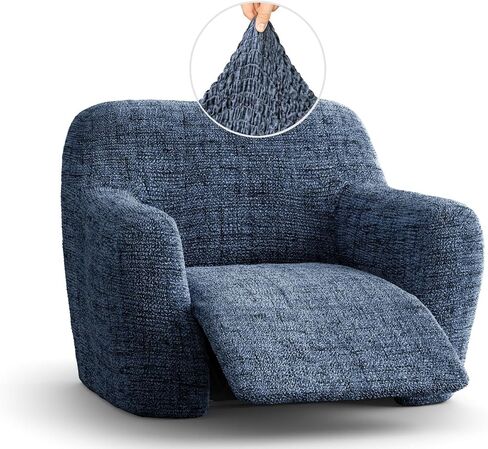 PAULATO BY GA.I.CO. Recliner Slipcover - Recliner Chair Cover - Printed Slipcovers - 1-Piece Form Fit Stretch Furniture Protector - Microfibra Print Collection - Vittoria White-Beige (Recliner Cover) in Kuwait