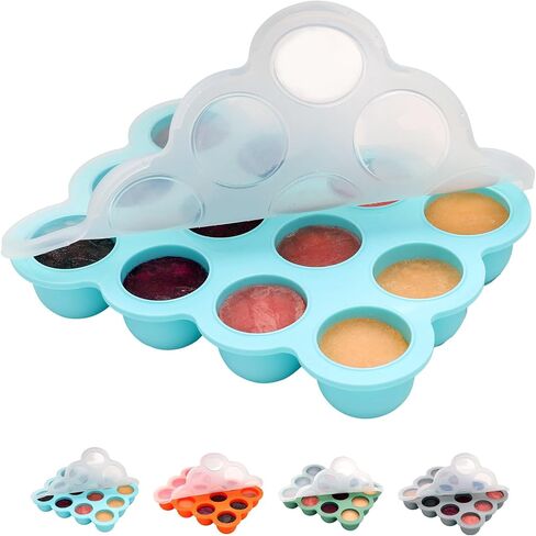 Silicone Baby Food Freezer Tray 2Pack Perfect Food Storage Containers for Homemade Baby Food, Fruit Purees, Breastmilk, Vegetable (Grey + Tan) in Kuwait