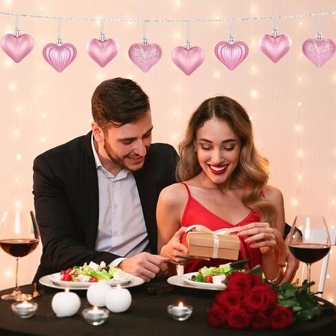 36 قطعة من ديكورات عيد الحب، زخارف على شكل قلب، حلي على شكل قلب أحمر، زينة معلقة لعيد الحب أو لوازم حفلات الذكرى السنوية للزفاف، ديكورات شجرة المنزل (4 أنماط) in Kuwait