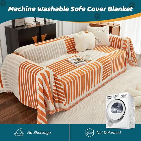 ROOMLIFE Couch Cover Sofa Slipcover Chenille Sofa Covers Ivory White with Lace Edge Sofa Covers for 2-3 Cushion Couch Living Room Furniture Protector Couch Cover Blanket for Dogs Pet, 71"x118" in Saudi Arabia