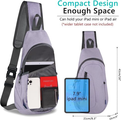 TITECOUGO Small Sling Bag Lightweight Crossbody Bag for Women Men Hiking Backpack Travel Shoulder Bags Chest Daypack for Gym Work Casual Cycling Sports Z1-Canvas Dark Black in Kuwait