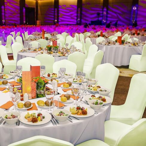 Babenest Spandex Chair Covers Upgraded Universal Stretch Washable Fitted Dining Room Chair Slipcovers Protector for Wedding, Holidays, Banquet, Party, Celebration (10, Beige) in Kuwait