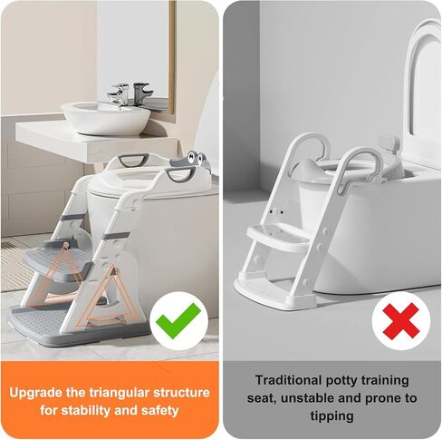 Potty Training Seat, Toddler Toilet Seat for Little Boys Girls, 2-in-1 Potty Training Toilet with Step Stool Ladder Soft Cushioned Seat Splash Guard (Gray) in Saudi Arabia
