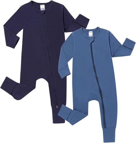 JunNeng Baby Boy Girl 2 Pack Short Sleeve Zipper Rompers Infant Cotton 2-way Zippers Comfy Summer Jumpsuit in Kuwait
