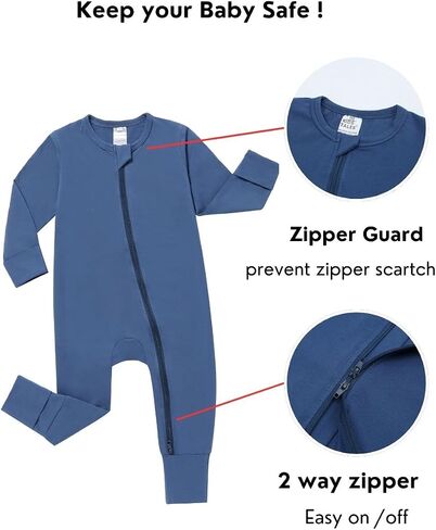 JunNeng Baby Boy Girl 2 Pack Short Sleeve Zipper Rompers Infant Cotton 2-way Zippers Comfy Summer Jumpsuit in Kuwait