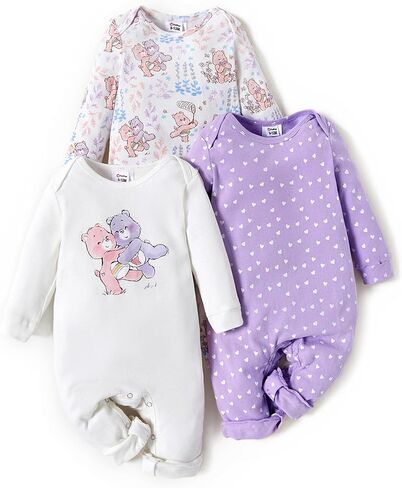 ملابس AdoraCute من PatPat Care Bears للأطفال البنات والأولاد مكونة من 3 قطع بأكمام طويلة من القطن للجنسين طقم رومبير للأطفال in Saudi Arabia