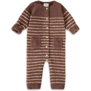 7AM Infant Romper Long Sleeve - Striped Toddler Romper Jumpsuits for Unisex Baby, Round Neck One Piece Outfit | Fuzzy & Comfy
