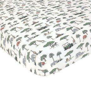 Hudson Baby Unisex Baby Cotton Fitted Crib Sheet, Going On Safari, One Size