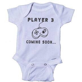Player 3 Coming Soon... Baby Pregnancy announcement Baby Coming Soon Infant Onesie Bodysuit Romper