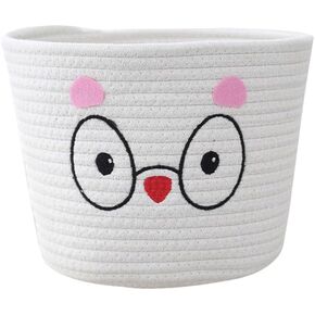 Cute Small Storage Basket - Round Cotton Rope Woven Basket 9 x 8 inches Bedroom Bathroom Towel Baby Clothes Cat Dog Toy Organizer Decorative Gift Basket Mini Shelf Baskets for Organizing, Bird