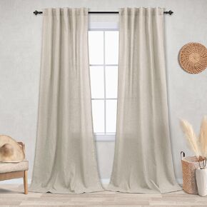 KOUFALL Dark Green Back Tab Rod Pocket Linen Sheer Curtains for Living Room 36x45 Inch Length in Kuwait