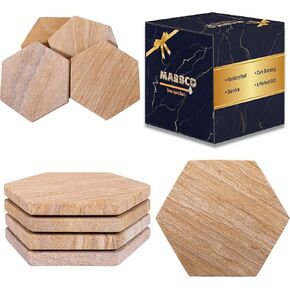 Marbco Sandstone Water Absorbent Hand Crafted Round Coasters for Drinks - 4 Inches Wide Thirsty Stone Bar, Drink Coasters- Made from Rainbow Sandstone
