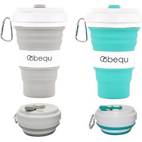 BEQU 550ml/18 Fl Oz Collapsible Silicone Coffee Mug, Reusable, BPA Free, Odorless, Dishwasher-Safe, Portable, Leak Proof, Use for Home Office Sports Travel Gym Camping Hiking (Turquoise, 1) in Kuwait