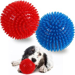 Vatrepeo 4.5'' Dog Balls 4 Pack Squeaky Dog Toys for Large Dogs Spikey Dog Ball for Aggressive Chewers Heavy Duty Large Medium Dog Balls for Teething