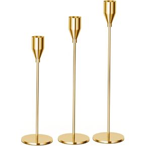 MUZISST Candlestick Holders, French Gold Taper Candle Holders Set of 6, Essential Christmas Metal Home Decor Candlestick for Table Mantel Centerpiece for Wedding, Dinner, Party, Anniversary