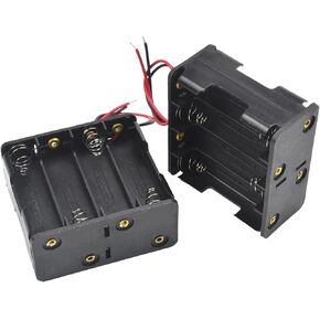 8 x AA Thicken Battery Holder, Battery Holder Bundle, 2 Pcs Battery Holder with Wires, Battery Clip Standard Snap Connector