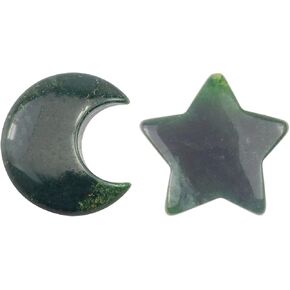 Toomwvvy Gemstones Star and Moon Stone Set Healing Crystal Quartz Chakra Gemstone Rock Charms