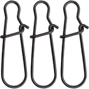 BRILISLE Fishing Lures Duo Lock Snaps Clips 50-180 LB 50-100 Pack, Duolock Crankbait Snap Snaps Saltwater and Freshwater Black Nickel