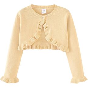 YETANLID Girls Cardigan Sweater Button Knit Sweater Kids Ruffle Long Sleeve Dress Cover Up Size 12M-6T