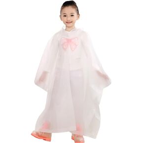 QTECLOR Kids Raincoat Jacket Girl Boy Age 6-13 Year Cartoon Rain Poncho with School Bag Cover Outdoor Camp Cycle