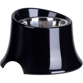 Super Design Elevated Dog Bowls Small Size Dog 2 Pcs Raised Dog Dish, Non Spill Edges & Non Skid Sturdy Melamine Stand, Reduce Neck Stress, Less Regurgitating and Vomiting 1 Cup White and Black