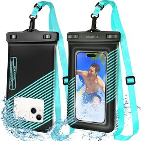 Floating Waterproof Phone Pouch Bag, IPX8 Floatable Cell Phone Water Protector case Pouch 1PC w/Adjustable Neck Lanyard, for iPhone 15 14 13 Pro Max 12 11, for Galaxy S24 S23 Ultra 7" Cyan
