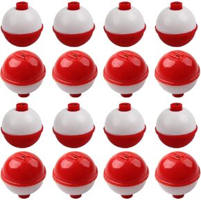 VATEICO Fishing Folats Bulk Hard ABS Bobbers Snap-on Floats Push Button Round Buoy Float Bobbers for Crappie Panfish Walleyes Red and White 0.75"/1"/1.25"/1.5"/2"