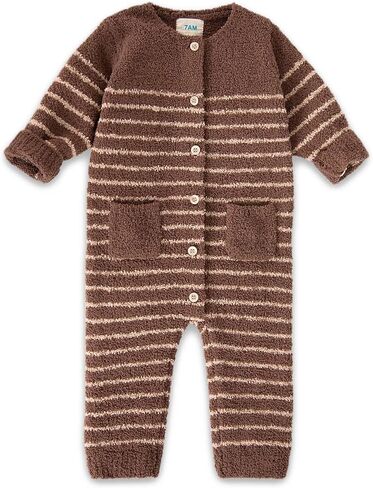 7AM Infant Romper Long Sleeve - Striped Toddler Romper Jumpsuits for Unisex Baby, Round Neck One Piece Outfit | Fuzzy & Comfy in Saudi Arabia