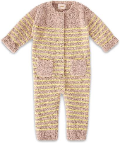 7AM Infant Romper Long Sleeve - Striped Toddler Romper Jumpsuits for Unisex Baby, Round Neck One Piece Outfit | Fuzzy & Comfy in Saudi Arabia