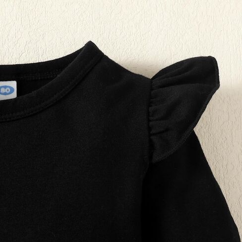 ZFZDRen ملابس الأطفال الرضع البنات بلون واحد رومبير ذات أكمام مكشكشة بدلة للأطفال الصغار بأكمام طويلة ملابس شتوية in Kuwait