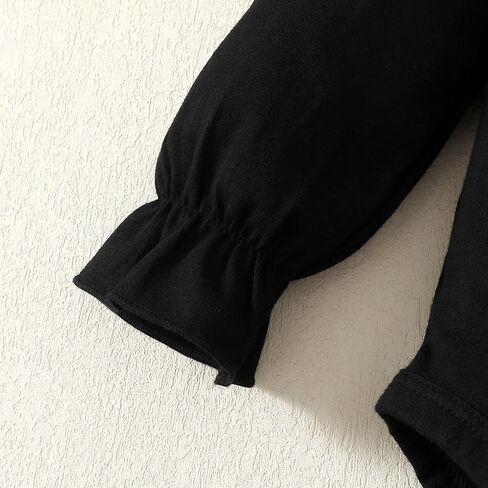 ZFZDRen ملابس الأطفال الرضع البنات بلون واحد رومبير ذات أكمام مكشكشة بدلة للأطفال الصغار بأكمام طويلة ملابس شتوية in Kuwait