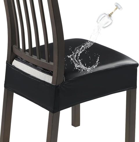 مجموعة أغطية مقاعد الطعام من NIBESSER مكونة من 4 قطع، أغطية كراسي ناعمة قابلة للإزالة وقابلة للغسل لغرفة الطعام، أغطية وسائد المقعد الواقية لكراسي المطبخ بدون ذراع (بدون خلفية، بني) in Kuwait