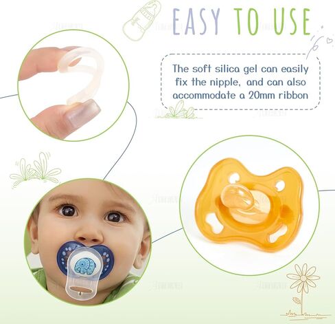 AUEAR, 10 Pack Silicone Pacifier Adapter Rings Baby Pacifier Holder Button Style 10 Colors in Kuwait