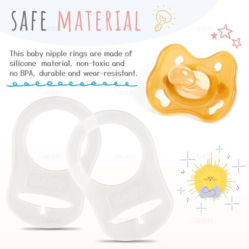 AUEAR, 10 Pack Silicone Pacifier Adapter Rings Baby Pacifier Holder Button Style 10 Colors in Kuwait