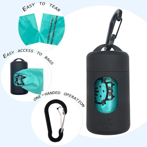 Dog Poop Bag Dispenser for Leash with Snap Clip, Skin-friendly Texture Waste Bag Holder for Dog Walks and Cats, Pets Litter Bag Container, Indoor & Outdoor Use (Black, 2 Count) in Saudi Arabia