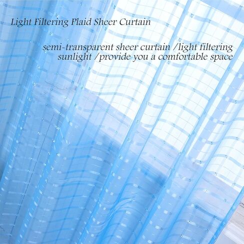 مجموعة توني ستائر شفافة بيضاء مقاس 84 بوصة طويلة شفافة لغرفة الفتيات وغرفة الأطفال ستارة فوال شفافة مكونة من لوحتين لغرفة النوم وجيب نافذة ستائر (52 × 84 بوصة، أبيض مربع، لوحتان) in Kuwait