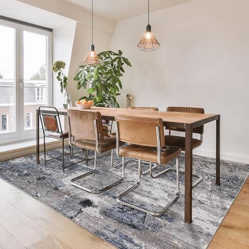 QD-Udreamy 5x7 Area Rugs - Machine Washable Rugs for Living Room, Gray Modern Area Rug with Non-Slip Backing, Stain Resistant Abstract Rug for Bedroom, Ultra-Thin Large Area Rugs for Home Decor in Kuwait