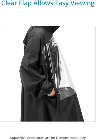 معطف ضد المطر للجنسين من PROAIM أسود مقاوم للماء لمعدات الفيديو والصوت. طراز بطول الركبة مع غطاء رأس وأكمام كاملة. (RC-PNCO-01) in Kuwait