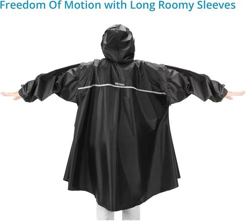 معطف ضد المطر للجنسين من PROAIM أسود مقاوم للماء لمعدات الفيديو والصوت. طراز بطول الركبة مع غطاء رأس وأكمام كاملة. (RC-PNCO-01) in Kuwait