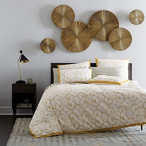 Decorlives Round Sunburst Metal Wall Art | Modern Metal Wall Hanging Décor Sculpture for Living Room Bedroom Home Office (Bright Gold | Set 6-2 Large(24") + 2 Medium(18") + 2 Small(9") Circles) in Saudi Arabia