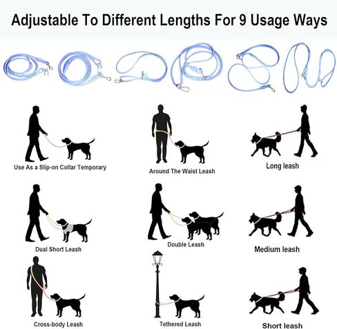 9-in-1 Hands Free Dog Leash Crossbody/Waist Black Small Dogs in Kuwait